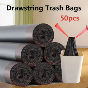 Drawstring Trash Bags Disposable Household Black Garbage Bag Dirty Free Hand Drawn Rope Drawstring Garbage Bag