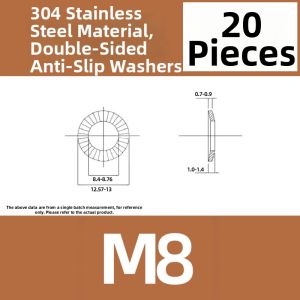 OPPU | Anti-loosening Non-slip Retaining 304 Stainless Steel Double-Sided Diagonal Patterned Lock Washer