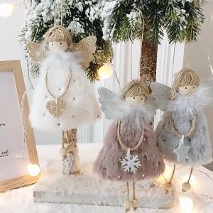 Christmas Pendant,Cute Cartoon Creative Beautiful and Vivid Fabric Angel Doll Soft and Comfortable High-Quality Short Velvet Material for Christmas Tree Hanging Ornaments Pendant Party Home Decoration Supplies