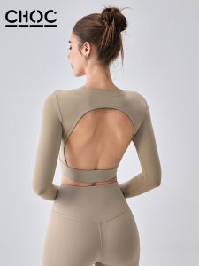 Girls Fitness Clothing Long Sleeve T-Shirt Running Training Backless Yoga Sportswear Short Top Moisture Wicking Quick Dry Breathable