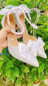Giày nhũ kim tuyến cô dâu đi tiệc 9 phân - ĐI LÙI SIZE