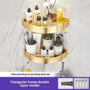 Gold Bathroom Wall Mounted Storage Shelf Toilet Washroom Vanity Rack No Drilling Required Space Saving Kitchen Organizer