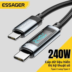 Cáp ESSAGER 240W USB C Sang Type C PD3.1 6A Cáp Đồng Bộ Dữ Liệu Sạc Siêu Nhanh Cho iPhone 16/15 Xiaomi Samsung S23 Huawei Macbook