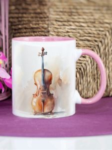Ceramic Mug Guitar Music Club Commemorative Cup Student Water Drinking Cup Friend Gift Chinese Style Geometric Pattern