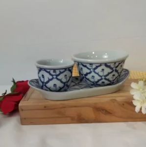 ชุดข้าวพระ ชุดข้าวพระพุทธ ชุดถวายข้าวพระพุทธ ชุดถวายข้าวพระพุทธรูป ชุดถวายข้าวพระ ลายคราม ลายไทย ชุดข้าวบูชาพระ ไหว้พระ เซรามิก