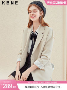 Womens Casual Loose Suit Jacket KBNE Spring New Style Korean Version Sweet Straight Tube Polyester Long Sleeve Double Button