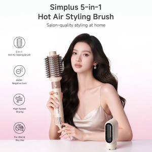 【New】SimplusPink 5-in-1 Hot Air Styling Brush丨Wet & Dry Use 丨Straightening & Volumizing丨450M Negative Ions RFSH005