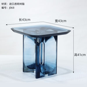 Luxurious Italian Style Acrylic Coffee Table Side Table for Living Room Balcony Transparent Resin Square Corner Table Artistic Feel