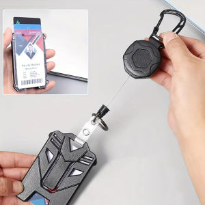 Retractable Badge Holder Heavy Duty Carabiner Keychain ID Card Holder with Retractable Badge Reel