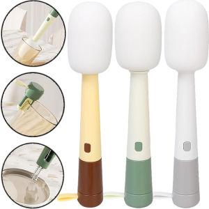 3 In 1 Long-handled Sponge Cup Brush Baby Bottle Scrubber Detachable 360° No Dead Angle Gap Brushes Straw Cleaning Tools