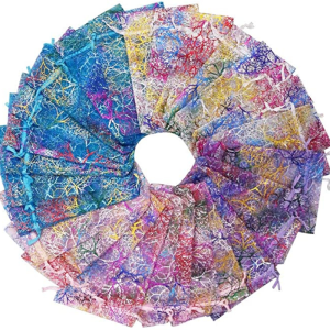 50PCS Colorful Organza BagJewelry Packaging BagWedding Gift Drawstring BagCandy Pouches for Wedding Party Valentines