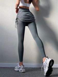 กางเกงโยคะทรงสลิมฟิตเอวสูงสำหรับผู้หญิง กางเกงขายาวออกกำลังกาย ระบายอากาศได้ดี แห้งเร็ว ยืดหยุ่นสูง ทรงสลิมฟิต กางเกงโยคะสองชิ้น