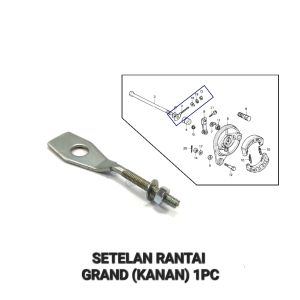 Setelan Rantai Grand KANAN Lubang Kecil (Harga Per 1 PCS) Stelan Rante Anting Anting Chain Adjuster Arm Arem + Plat Lubang Kecil Astrea Prima Legenda Supra Lama Tromol 100cc Supra X Lama Supra Fit Lama Supra XX