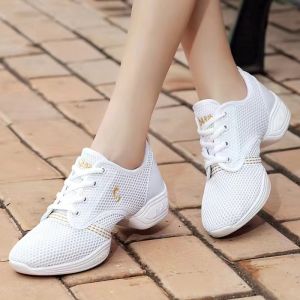 New Women Korean Fashion Mesh Breathable Sports Sneakers Dance Shoes LightWeight Flat Comfort Leisurel Rubber Shoes For Women