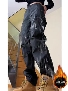 Womens Thickened Fleece Lined Three-Proof Shell Pants Autumn Winter Outdoor Hiking Windproof Waterproof Workwear Mountain Climbing Trousers