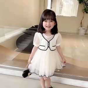 (CC-JKT) BD- 470 DRESS ANAK CEWEK LENGAN TRANSPARAN TUTU SIZE 90-140