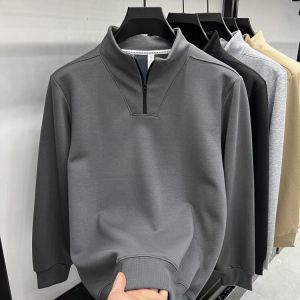 Guangzhou 13 Th Line Classy Export Export Pure Color Stand Collar Half Zip Sweatshirt Men Heattech Bottoming Loose Tops