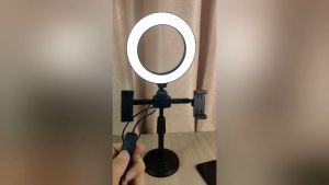 Selfie Ring Light 16cm Live Stand and Dual Phone Holder with 3 Colors Fill Lights Beauty Light