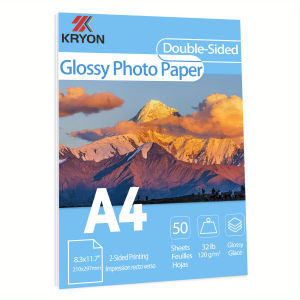 120GSM 50 Sheets A4 Double-Sided Photo Paper High Glossy Photographic Paper 8.3x11.7 Inch Compatible with Inkjet Printer