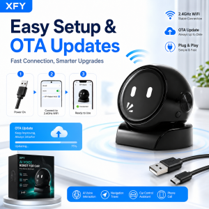 XFY X-01 AI Voice Robot for Car Hands-Free Voice Control Navigation & OTA Update Compact Black 5V/1A USB Dashboard Assistant