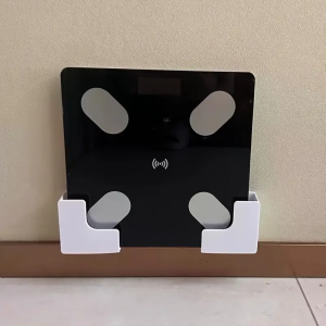 Wall-Mounted Scale Storage Rack - No-Trace Adhesive Bracket Space-Saving Plastic Holder for Bathroom & Gym Scales