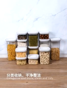 【Woody】Sealed Plastic Tank Snack Nut Dry Goods Storage Sealed Jar Transparent Household Grains