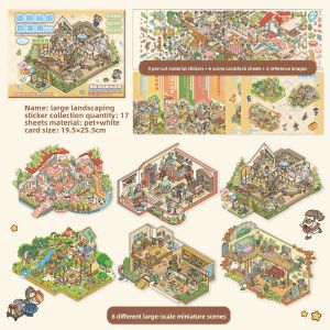 Large Size Miniature Scene Sticker Collection Book 3D House Girl Children Handmade Arrangement Diy Stickers Decorative Magic Small Stickers Toy