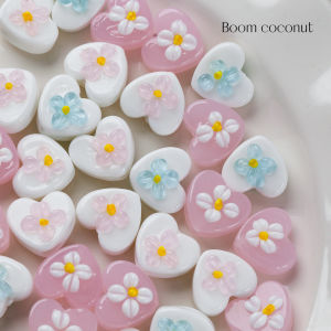 ลูกปัดแก้วสีขาวดอกไม้สี่แฉก ลูกปัดรูตรง สร้อยข้อมือ DIY สร้อยโทรศัพท์มือถือ เครื่องประดับ ลูกปัดอื่นๆ