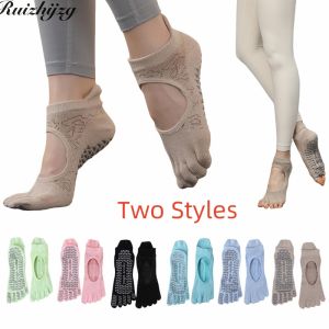 Ruizhijzg Ready Stock Womans Cotton Five Toe Yoga Socks For Woman  Anti-Slip Breathable Summer Ladies Girls Toes Socks Dance Sport Fitness Elasticity Invisible Socks Short Socks