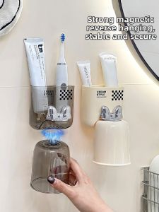 Wall-mounted Drill-free Aesthetic Electric Toothbrush and Tumbler Organizer