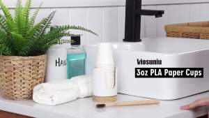 3oz. PLA Paper Cups - Bathroom Mouthwash Cups - Small Paper Cups for Hot and Cold Beverage (100)