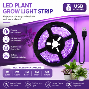 LED plant growth light strip 5V USB powered. Pinkish-purple suitable for seedlings indoor plants and greenhouse horticulture