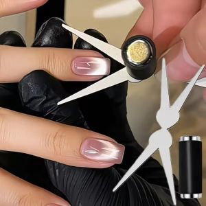 เล็บตาแมวฝรั่งเศสแบบ2 In 1สองหัวรูปตัววีแบบเรนช์ทาเล็บแม่เหล็กอุปกรณ์เสริมเจลทาเล็บ