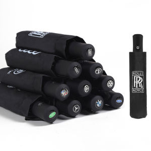 Foldable Car Logo Umbrella Three Fold Rain Umbrella for Men And Women Black Glue Coating Steel Shaft Compact Travel Umbrella