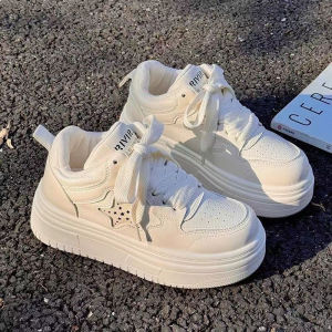 IELGY Maillard Womens High Top White 2024 New Versatile Platform Sneakers for Women