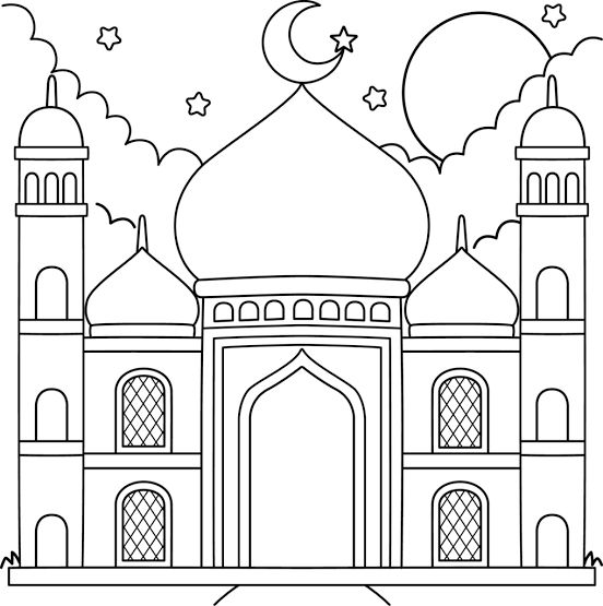 20 Lembar Kertas Mewarnai Masjid Untuk Anak Paud Tk Dan Sd Lazada ...