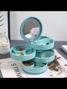 【SHOPLUS】Multilayer Rotating Storage Box Organizer For Jewelry Earrings Ring Box Jewelry Stand Organizer Boxes Display Kotak Simpan Kerongsang  ES259