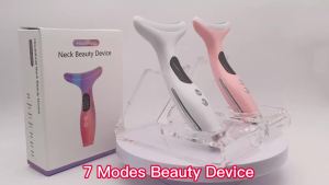 7 Colors LED Neck Beauty Device Microcurrent Vibration Face Massager Improve Neck Lines Skin Tighten Home Use Skin Care Tool