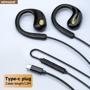 Newmsnr | Clip-on Type C&3.5mm Wired Control Headphones 9D Surround Sound Earbuds Sports Gamer Headset ENC Earphones in HD Mic For Samsung
