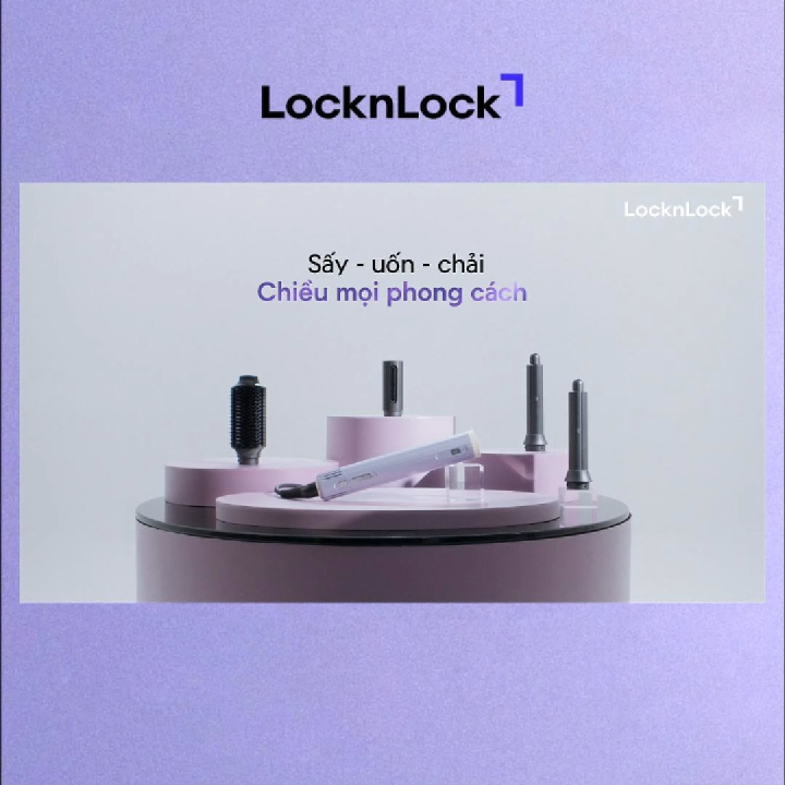 Máy sấy tóc tạo kiểu LocknLock Multi Hair Dryer công nghệ ION âm 5 loại đầu sấy màu xám ENA526GRY