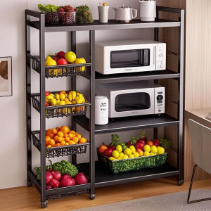 2025 New Kitchen Multi-Function Stand Microwave Oven Storage Rack Floor-Mounted Multi-Layer Organizer Kitchen Storage Shelf