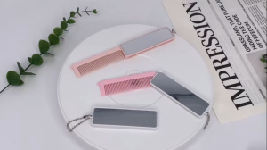 1Pc Folding Travel Hair Brush for Purse - Small Travel Brush with Mirror and Flexible Nylon Bristles Set of Lightweight Purse Brushes for Women - Small Hairbrush for Purse