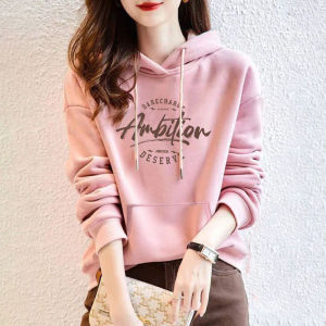 Big Brand Export European Station Pure Cotton Hooded Sweatshirt Womens Autumn and Winter Easiest for Match Thin Fashion Outwear Fleece Clothes