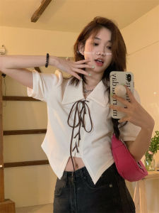 ส่งไวจากไทย SELLDA M-XL ผู้หญิง เสื้อครอป ท็อป แขนสั้น เรียบๆ เกาหลี เสื้อ