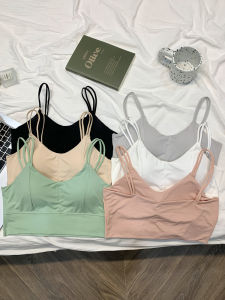 Ice Silk Seamless Sports Bra Womens Thickened Backless Tube Top Strap Vest No Underwire Underwear Matching Bra