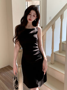 Elegant Short Sleeveless Wrap Dress Womens Summer Fashion Slim Fit Waist Cinched V-Neck Midi Dress Polyester Other 82%