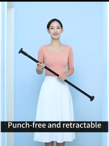 ✨2026 upgrade bolder✨50-290cm telescopic pole curtain rod extendable rod shower curtain rod window curtain rod no drill curtain shower partition 伸缩杆