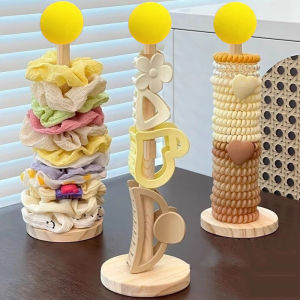 Wood Desktop Hair Rope Holder Multi-purpose Jewelry Bracelet Organizer Display Holder for Watches Bracelets Scrunchies Hair Band