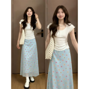 V.C.I | French Style Floral A-Line Skirt