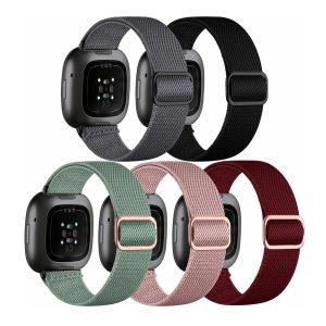 5 Pack Elastic Loop for Fitbit Versa 4 Band For Womam Nylon Replacement Bracelet Wristband for Versa 3/Sense/Versa 2 Watch Strap